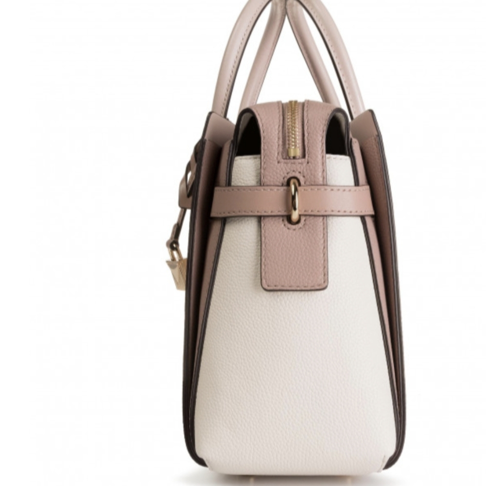 Michael Kors Mercer Medium Tri-Color Pebbled Leather Belted Satchel - Picture 3 of 14